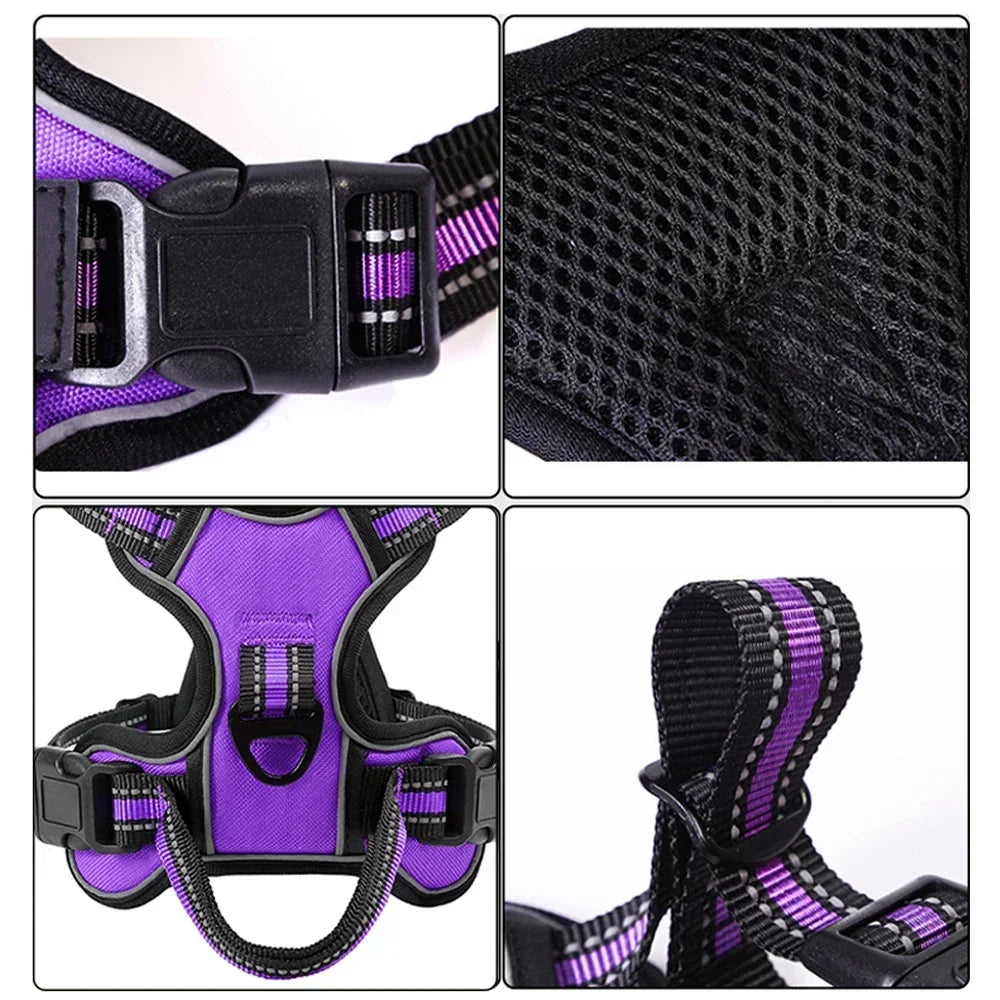 Nylon Reflective Adjustable Dog Harness Vest No Pull For Dogs