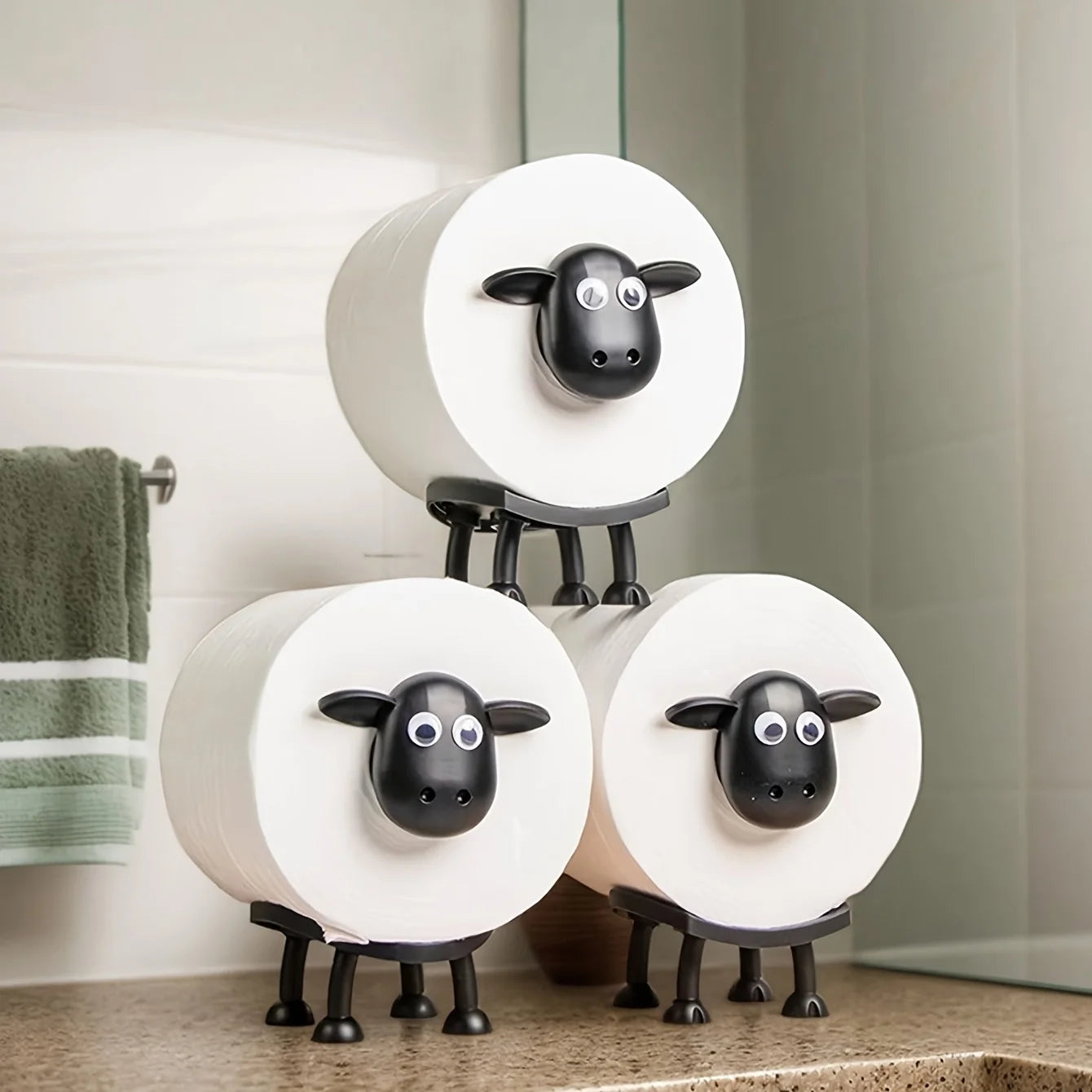 Independent Toilet Paper Holder Set Black Sheep Design