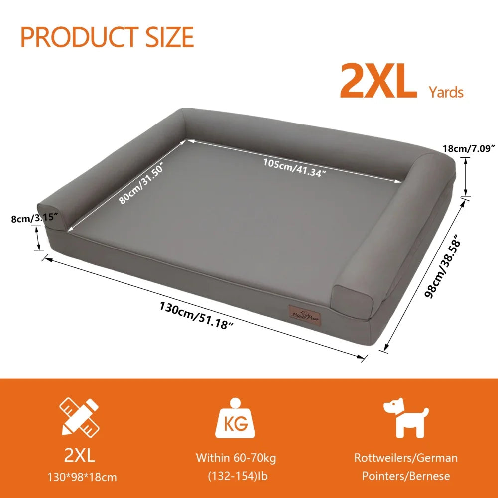 Borwart Extra Large Orthopedic Dog Bed Bolster With Removable Cover