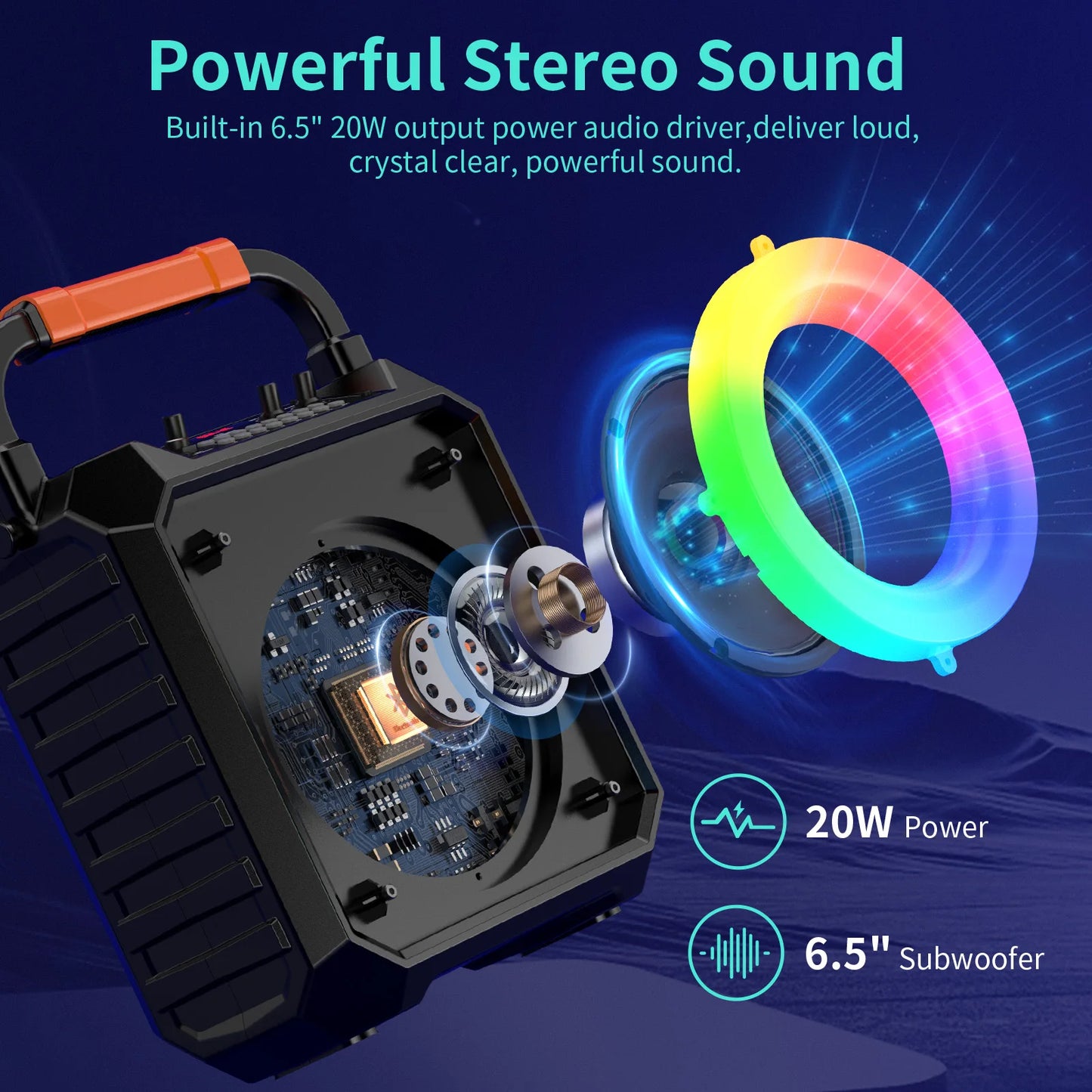 FanFun T17-T Wireless Bluetooth Speaker Karaoke System With Microphones