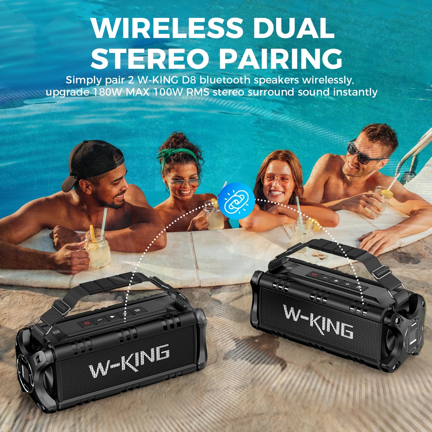 W-King D8 Bluetooth Speaker 50W Outdoor Portable IPX6