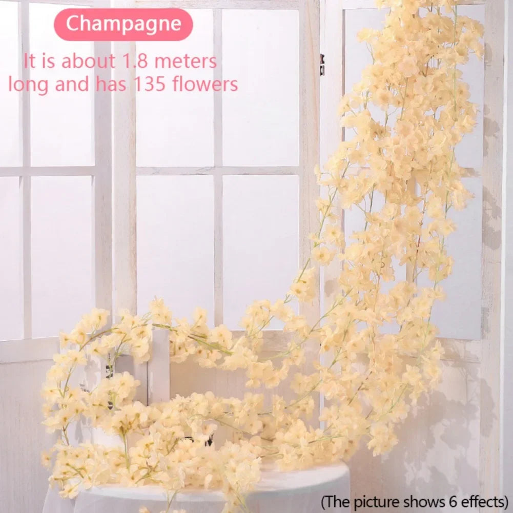 Artificial Sakura Flowers Vine For Wedding Decor