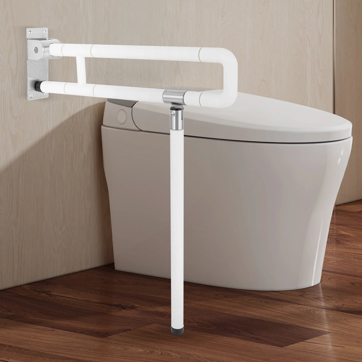 Foldable Drop Down Toilet Grab Bar With Non Slip Grip For Accessible Bathroom