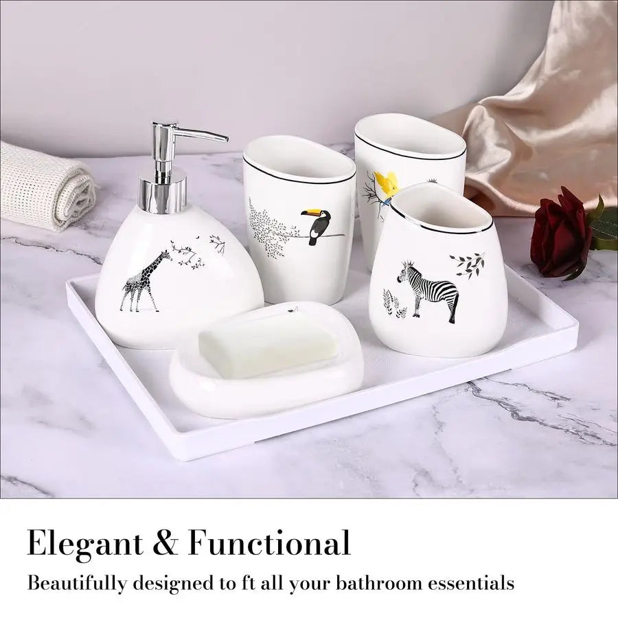Ceramic 6 Piece Bathroom Accessory Set With Soap Dispenser