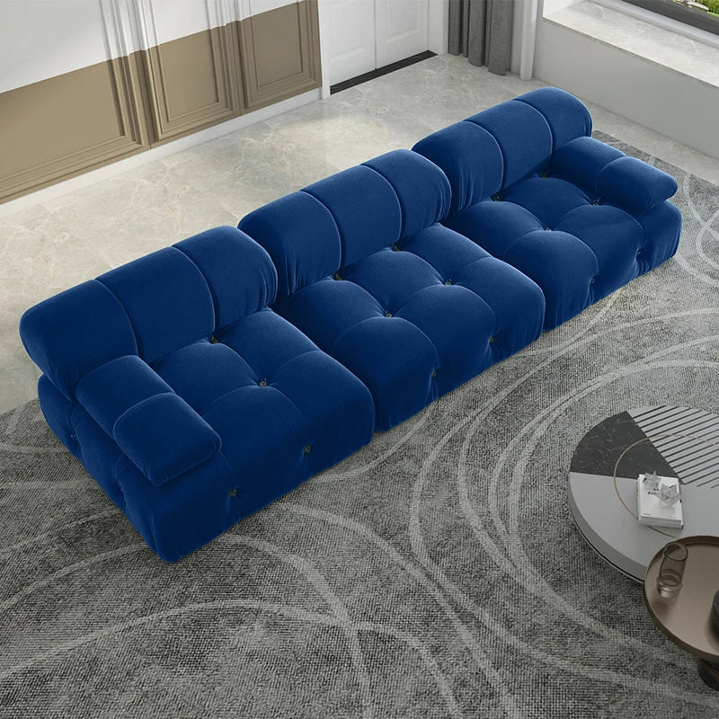 Sdorens Velvet Convertible Sectional Sofa Set Modern Minimalist