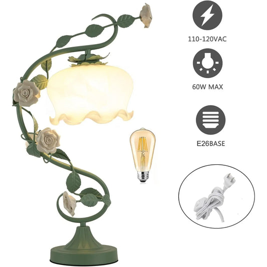 Modern Flower Glass Table Lamp For Bedroom And Living Room