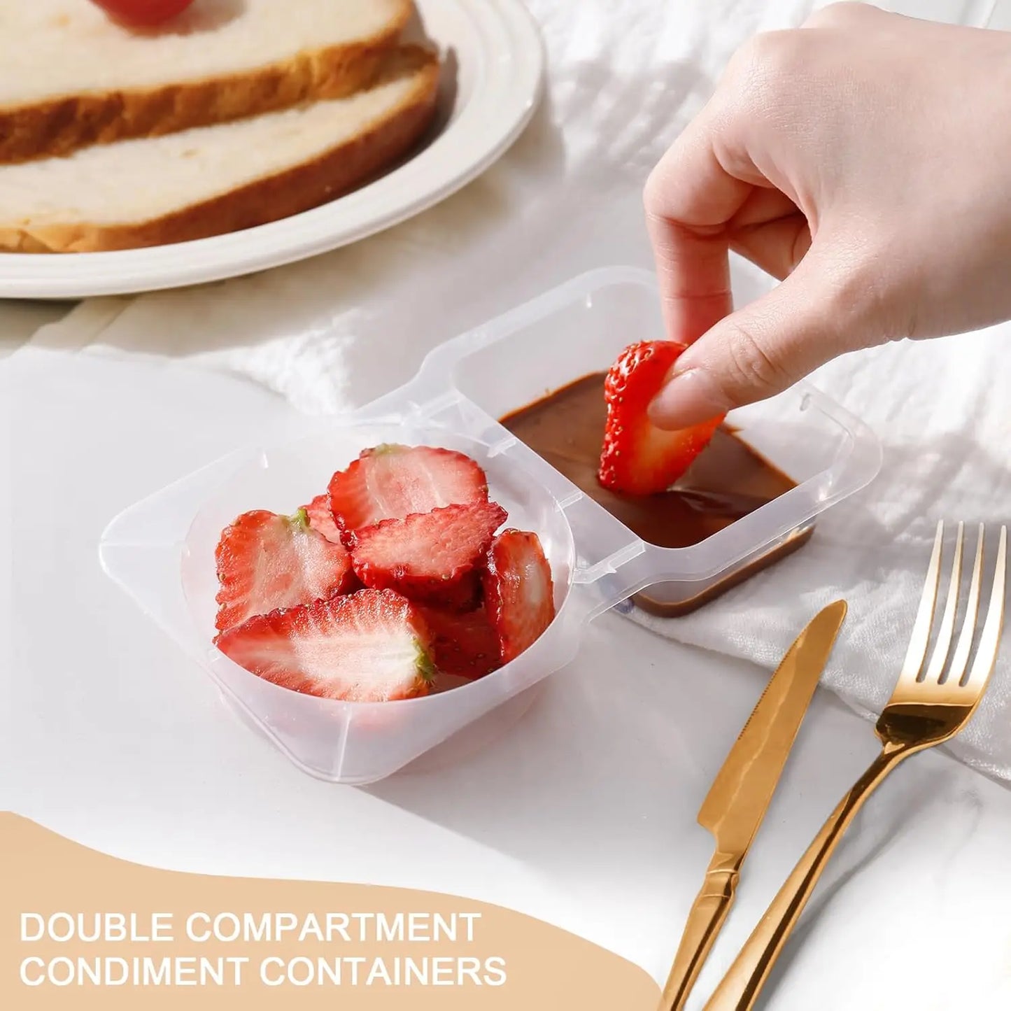 Reusable Snack Containers With Lids, Double Compartment, BPA Free