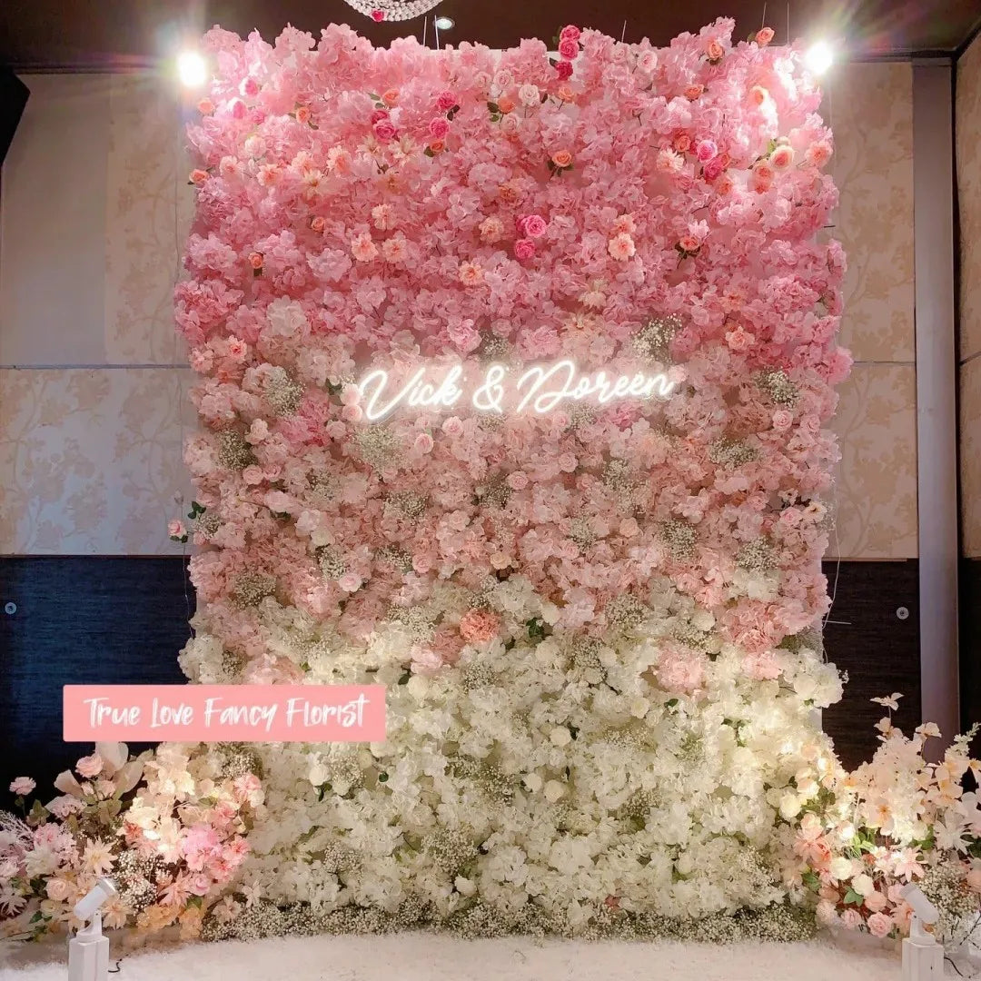 Gradient Rose Cloth Curtain Backdrop for Outdoor Wedding Decor