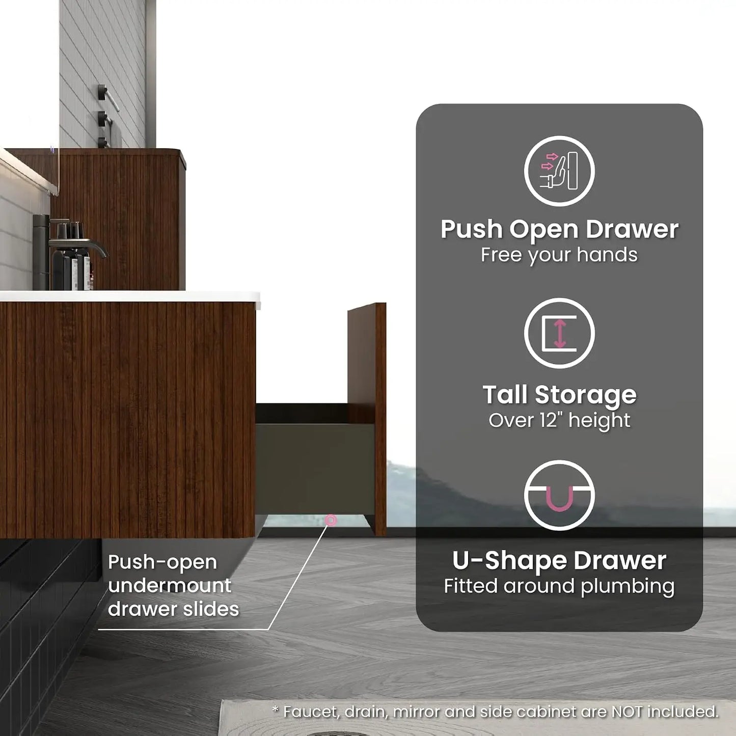Modern Floating Bathroom Vanity With Sink And Soft Close Drawers