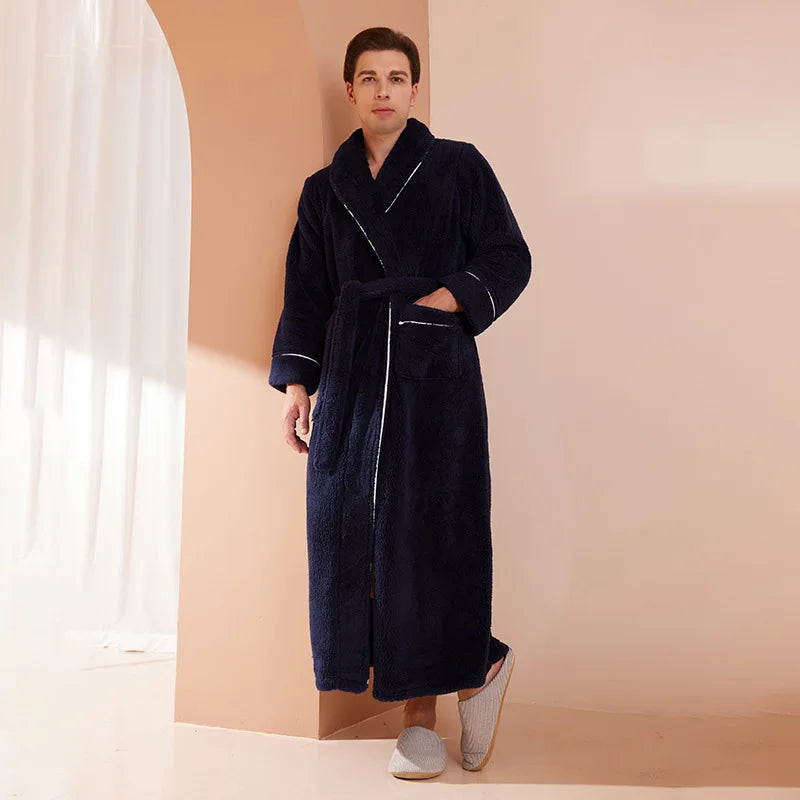 Gypsophila Winter Warm Long Flannel Bathrobe for Adults Unisex