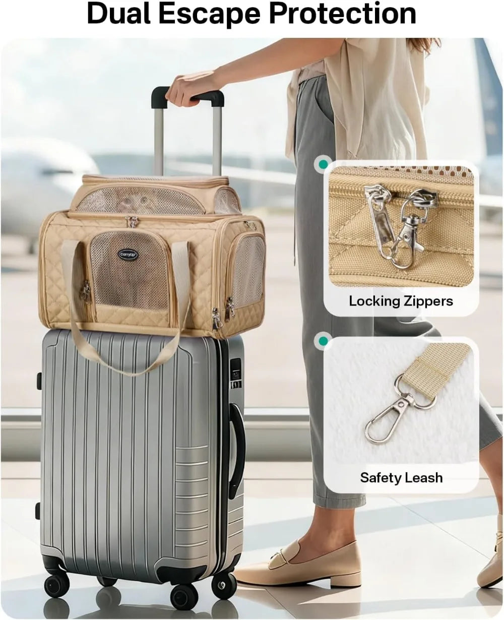 Airline Approved Cat Carrier Soft Sided Under Seat Travel Carrier