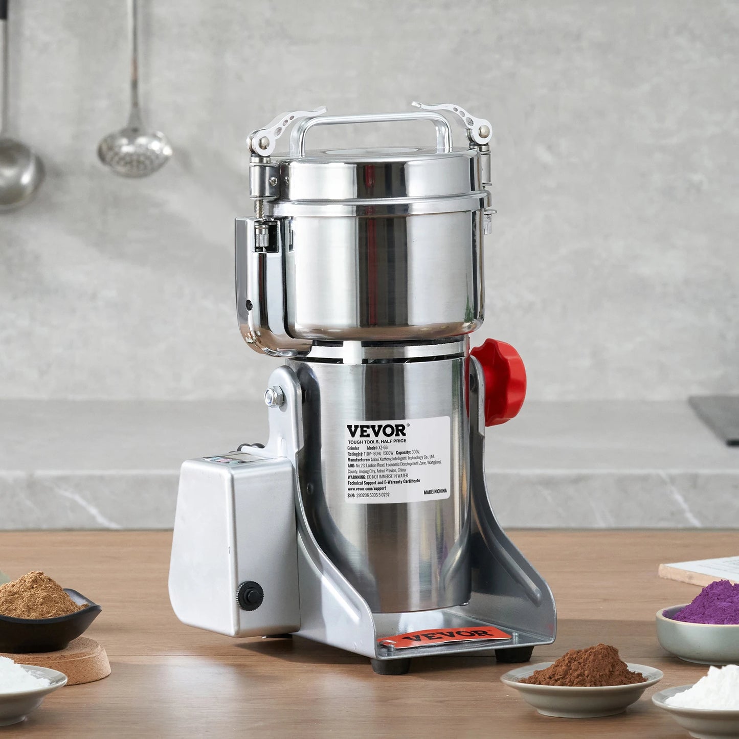 SucceBuy Electric Grain Mill Grinder 150-2500g For Dry Herbs Spices
