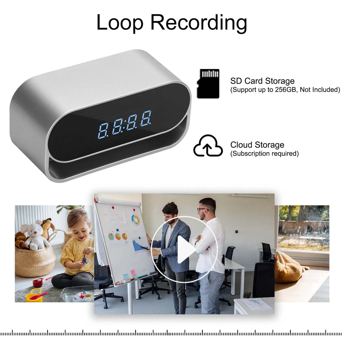Ouvis 4K Wireless Surveillance Camera Clock With Motion Detection