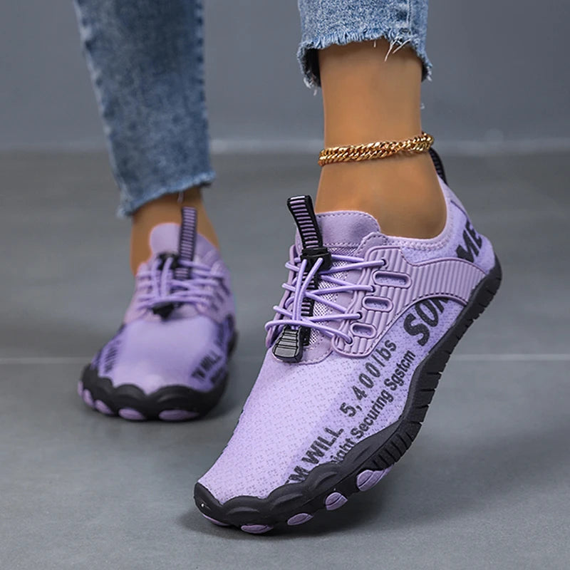Women Letter Print Barefoot Water Shoes Quick Dry Anti Slip Aqua Socks Lightweight Beach Swim Surf Yoga Walking Outdoor Sneakers