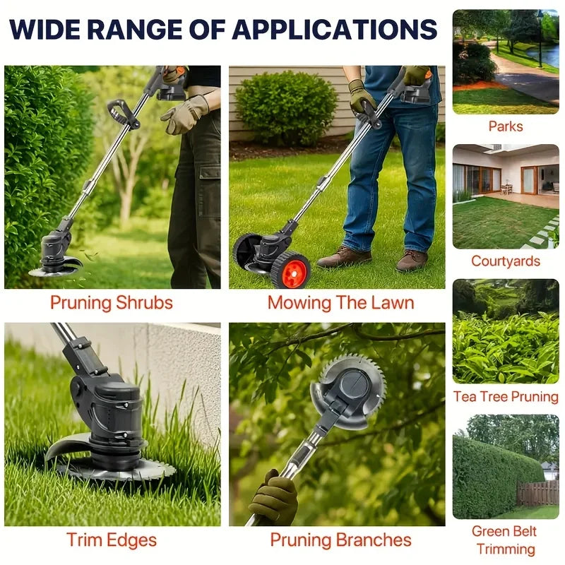 Wireless Portable Weed Trimmer With Dual Batteries For Lawn Care