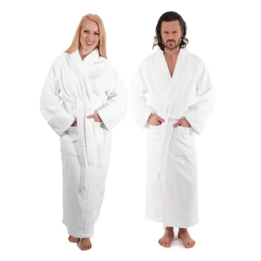 Unisex Luxury Plush Velour Cotton Bathrobe Ultra Soft
