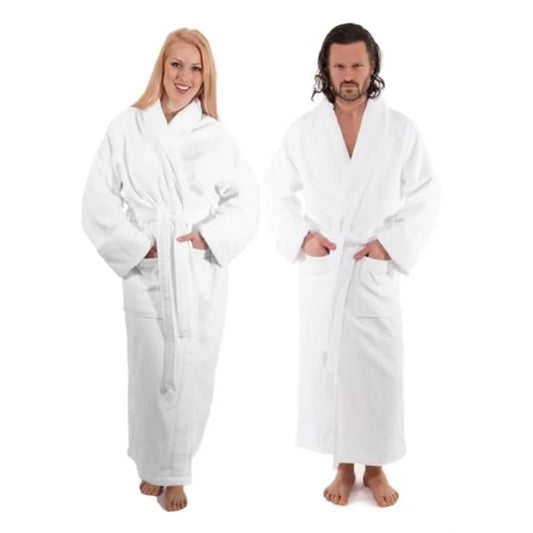 Unisex Luxury Plush Velour Cotton Bathrobe Ultra Soft