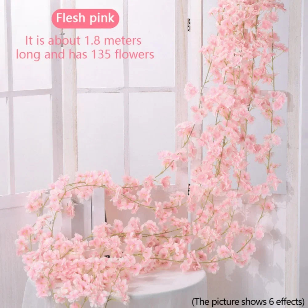 Artificial Sakura Flowers Vine For Wedding Decor