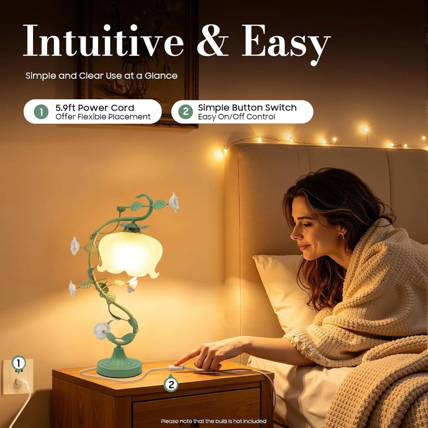 Modern Flower Glass Table Lamp For Bedroom And Living Room