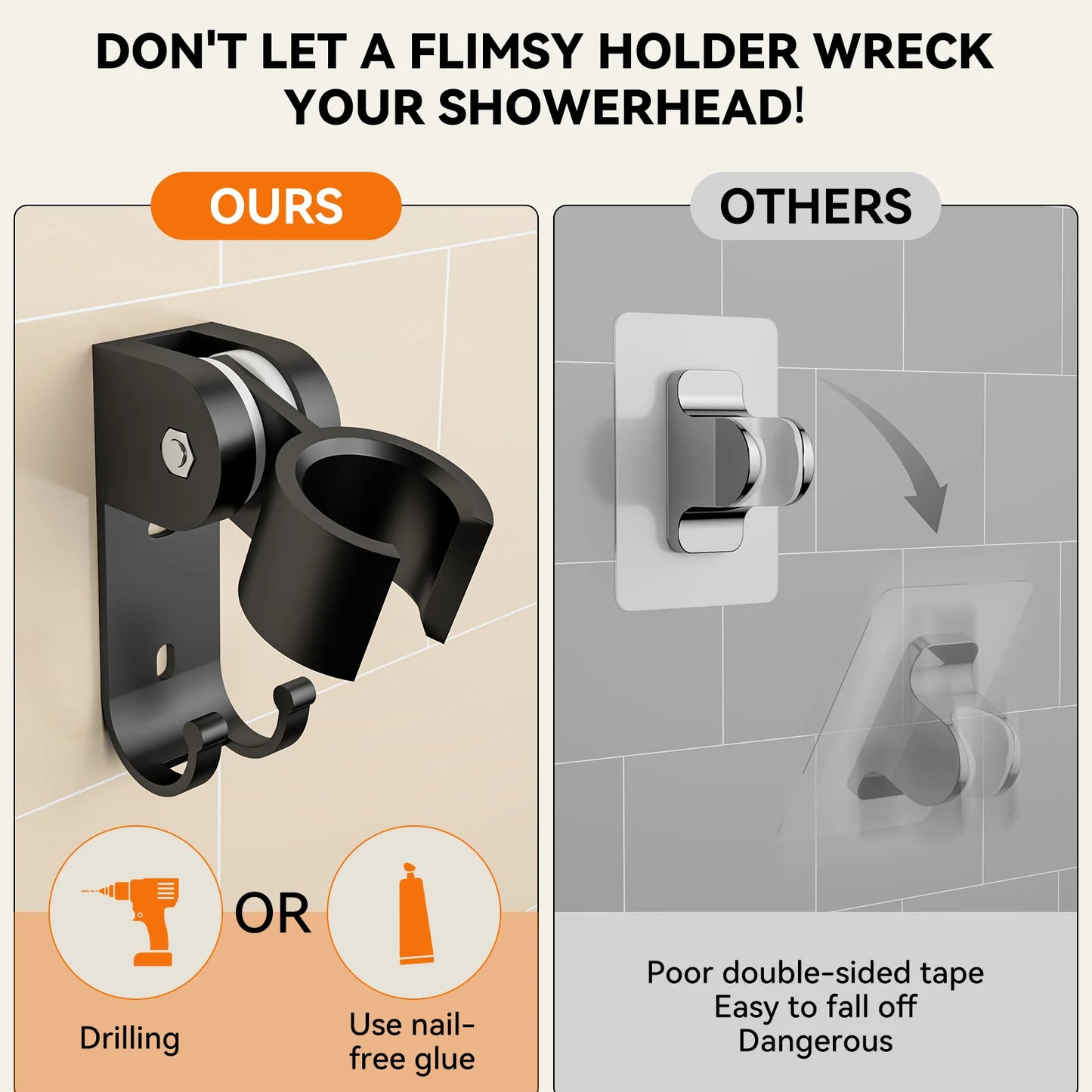 Tandem Shower Head For Couples Dual Shower Head Stainless Steel