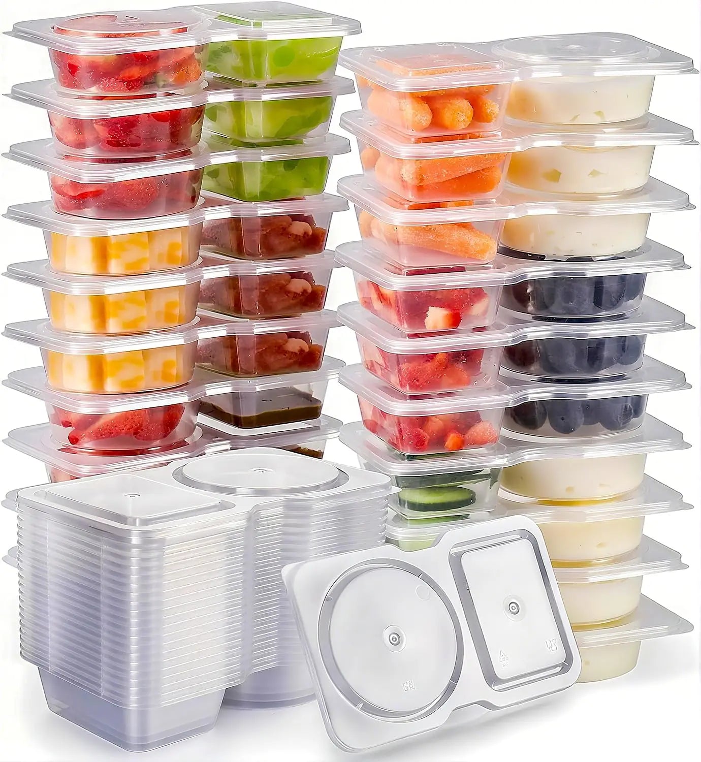 Reusable Snack Containers With Lids, Double Compartment, BPA Free
