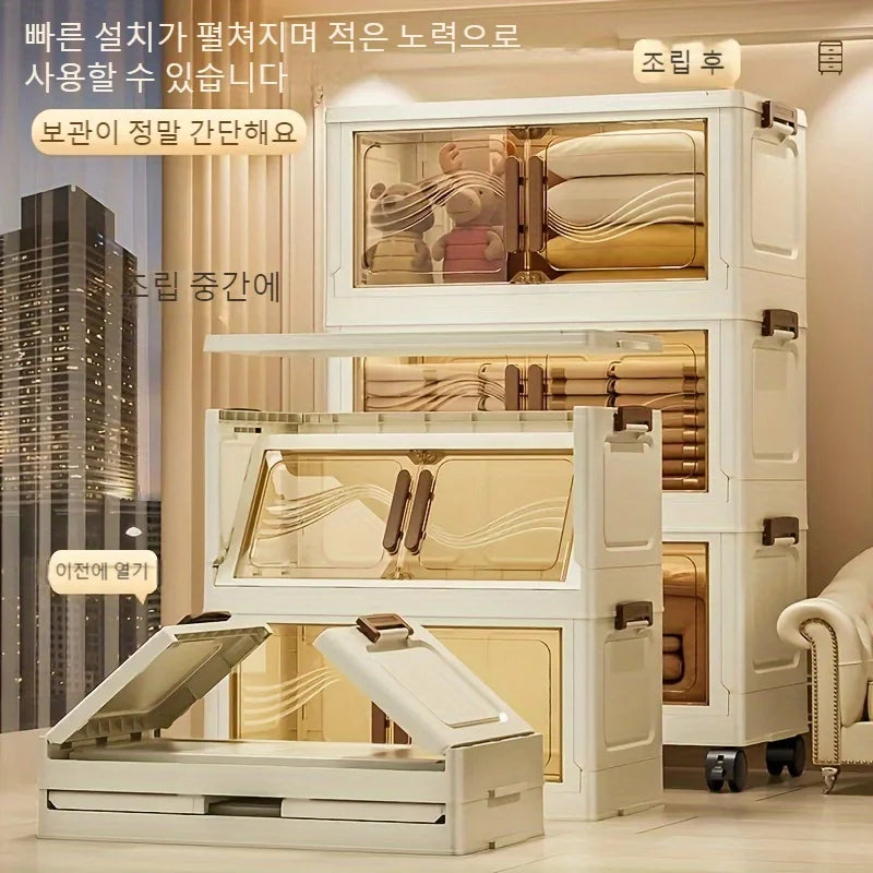Foldable Storage Box With Clear Door For Organizing Clothes And More