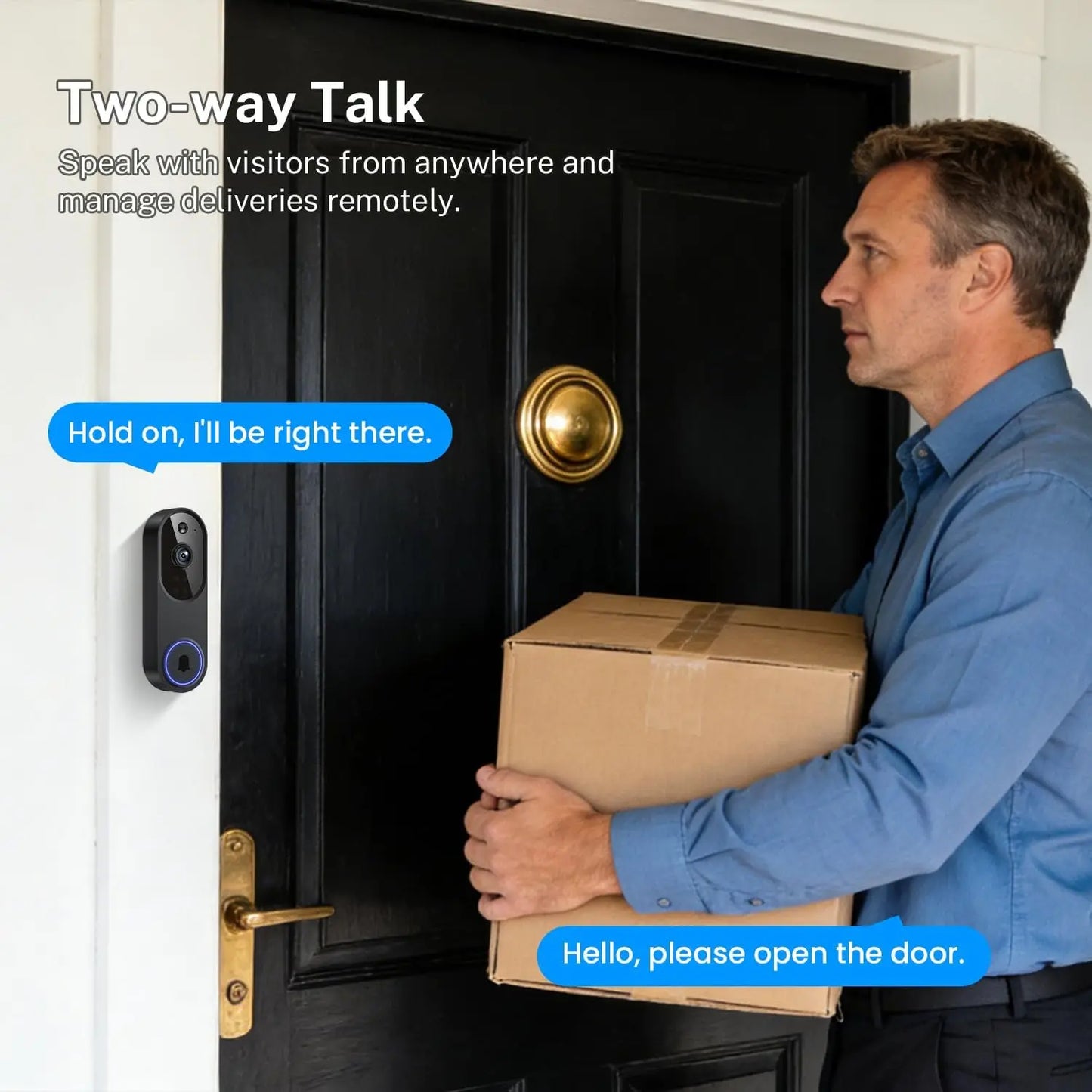 Wireless WiFi Doorbell Camera With Two Way Audio AI Motion Night Vision Storage