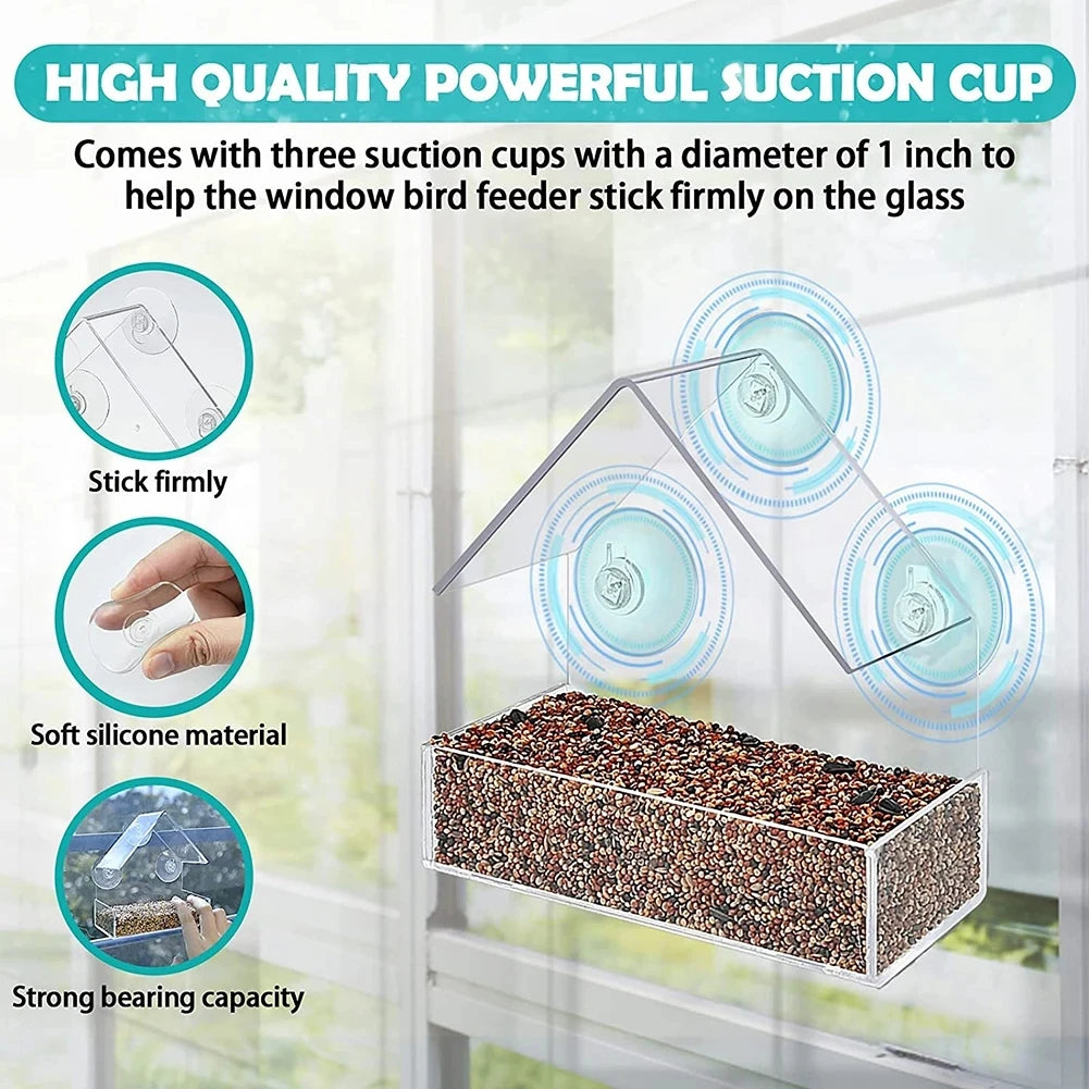 Transparent Window Bird Feeder With Suction Cups For Wild Birds