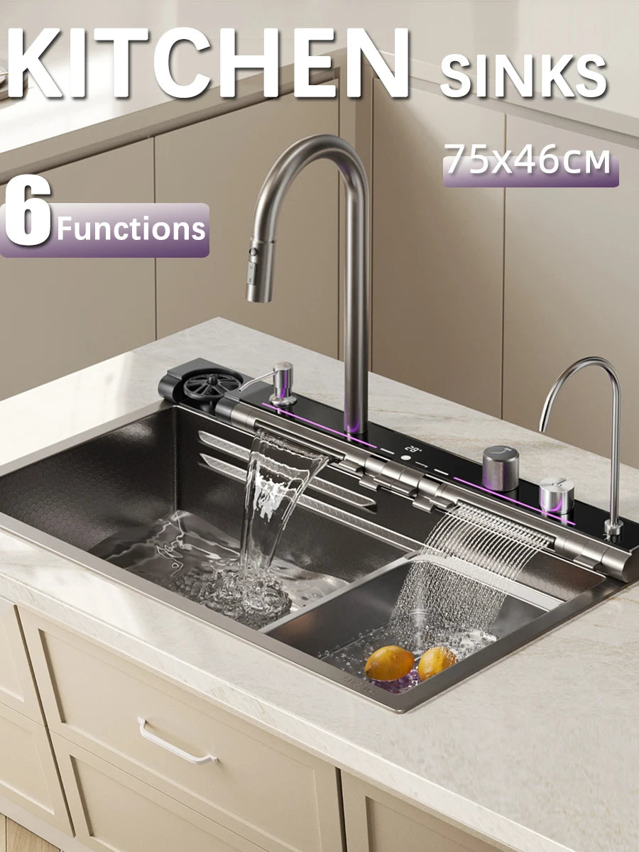 Quyanre 304 Stainless Steel Kitchen Faucet Set With Soap Dispenser