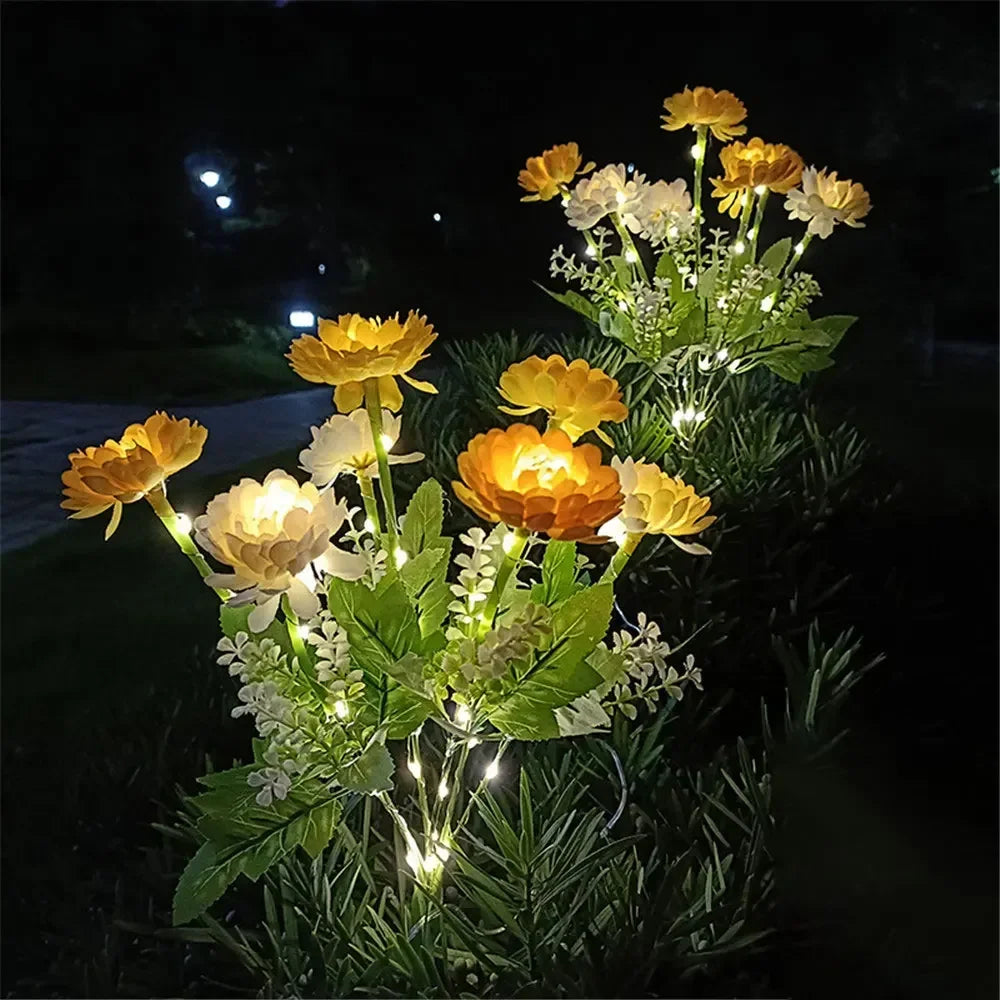 PNMNON Solar Garden Light Snow Lotus Flower Lamp For Yard