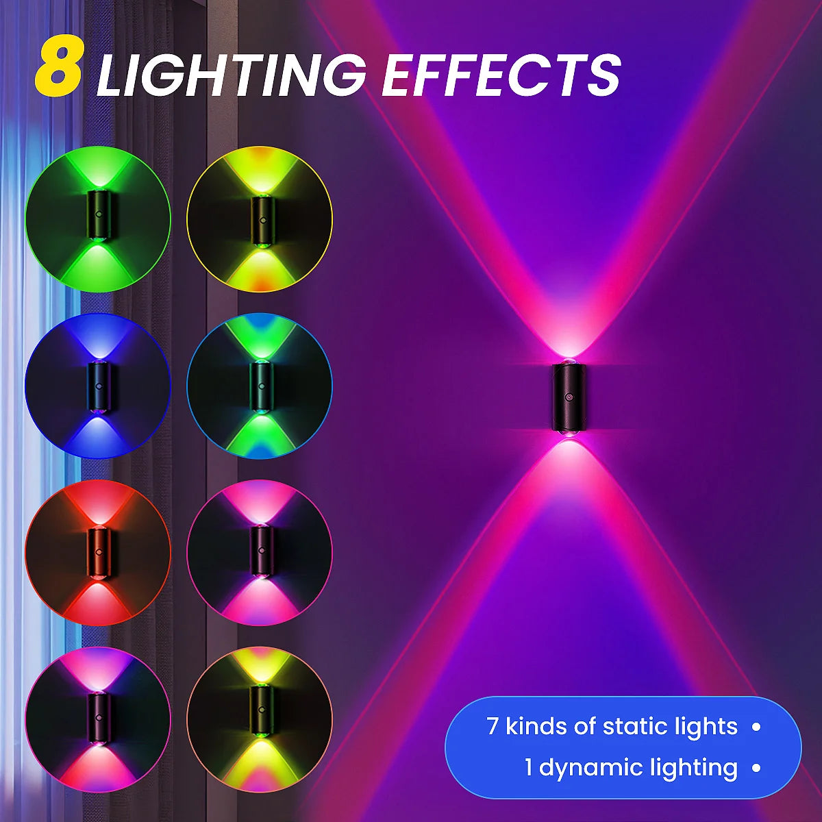 Aiopp LED Motion Sensor Wall Sconce Night Light USB Rechargeable