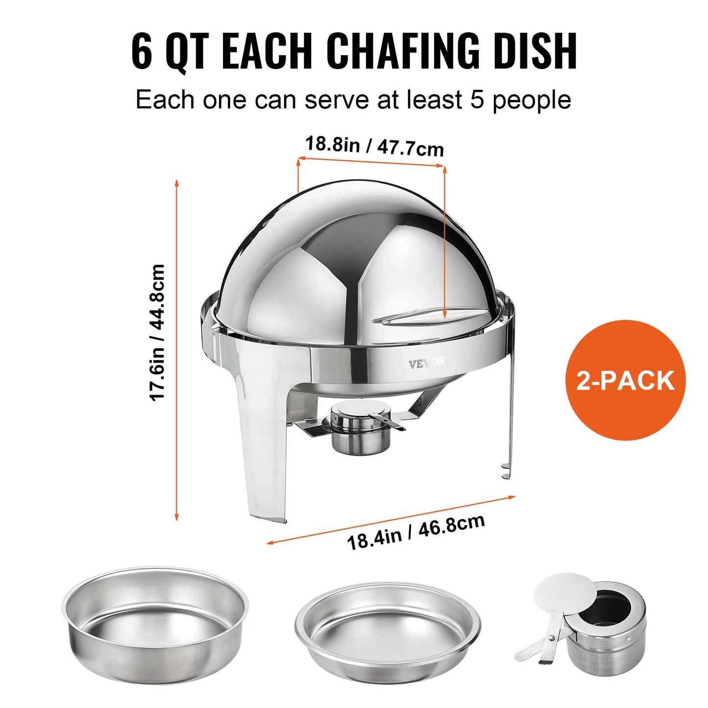 SucceBuy Roll Top Chafing Dish Set Stainless Steel Buffet Warmer