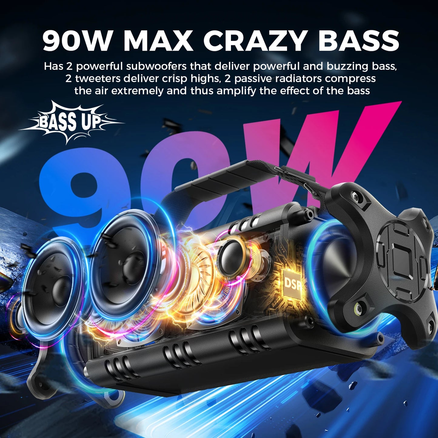 W-King D8 Bluetooth Speaker 50W Outdoor Portable IPX6