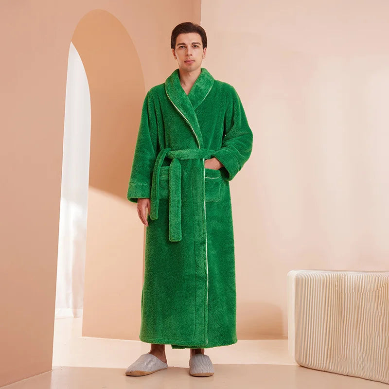 Gypsophila Winter Warm Long Flannel Bathrobe for Adults Unisex