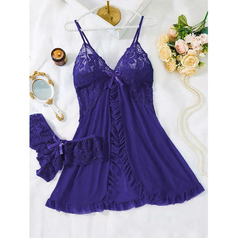 Women's Sleepwear Set Halter Nightdress and Panty Pijamas Kit