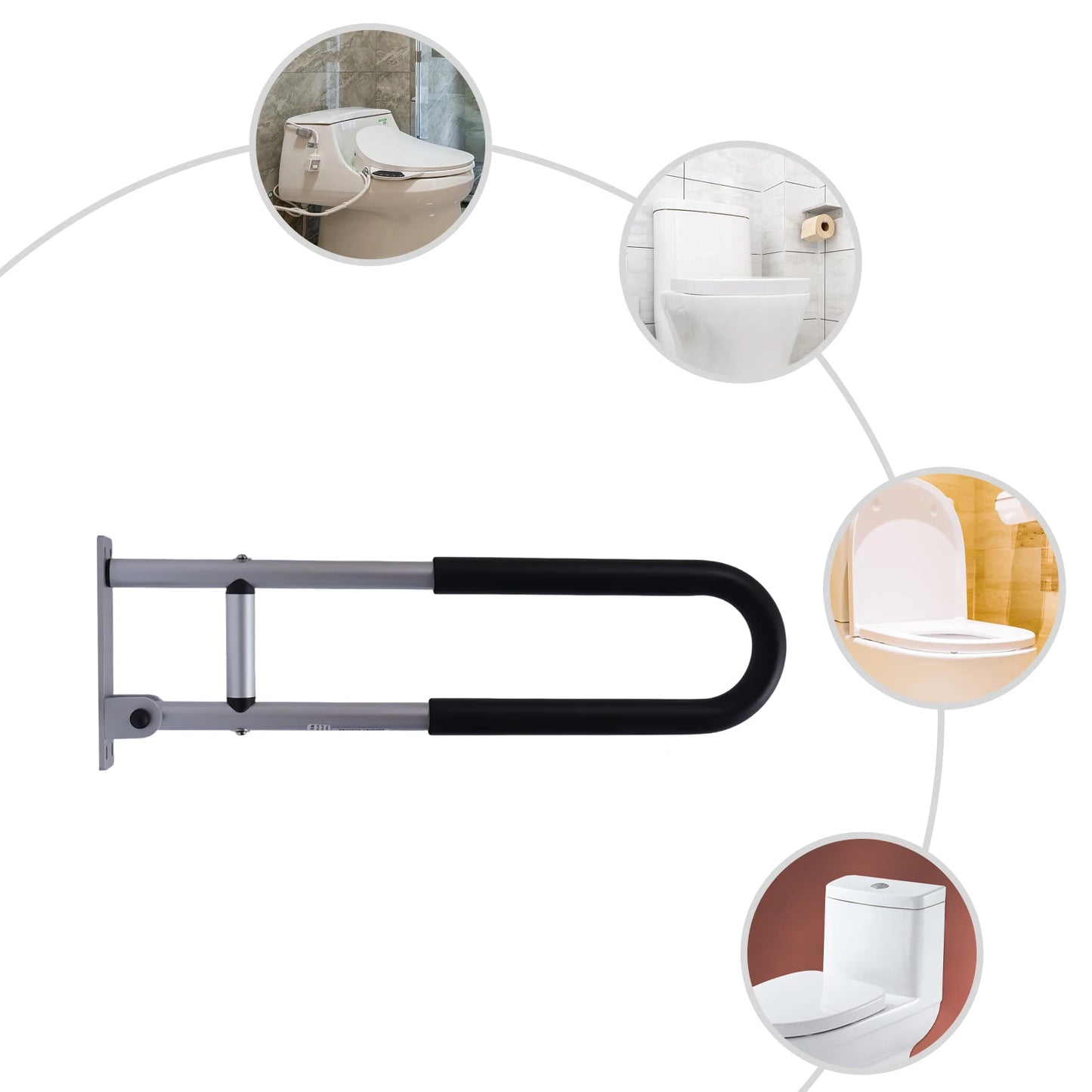 Toilet Safety Rails Foldable Bathroom Handrail for Elderly and Disabled