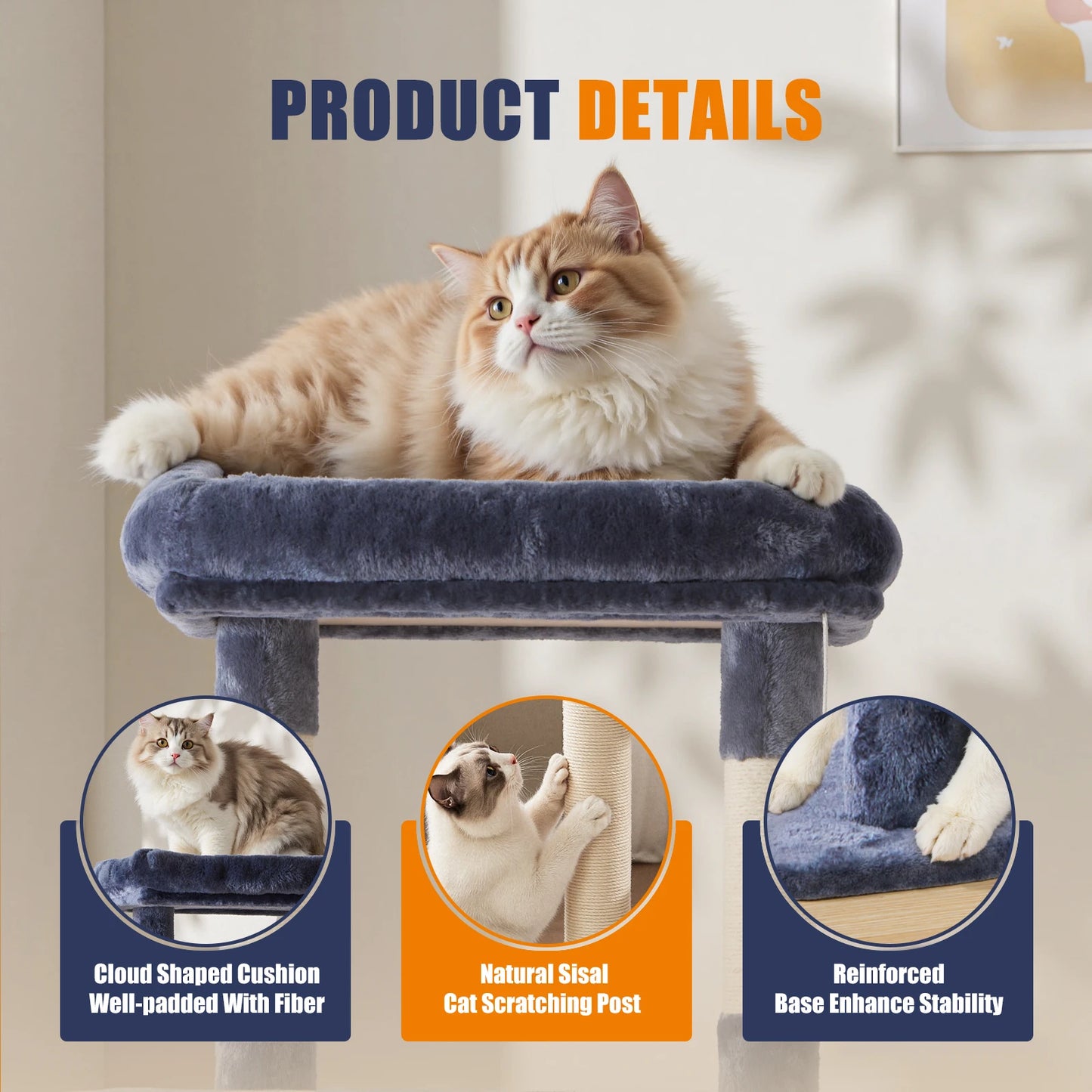 MCQ CN Cat Tree Tower Multi-Level Condo For Indoor Cats