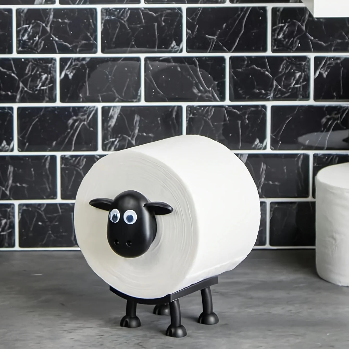 Independent Toilet Paper Holder Set Black Sheep Design