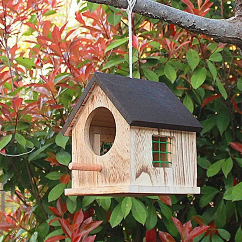 Wooden Outdoor Birdhouse Weatherproof Hanging Nest Box