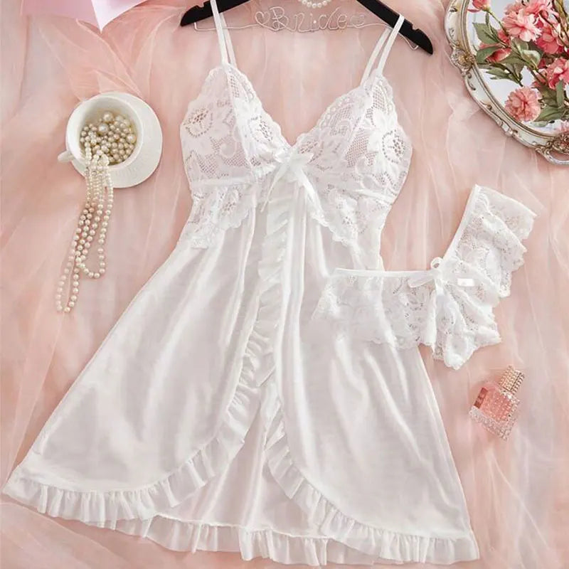 Women's Sleepwear Set Halter Nightdress and Panty Pijamas Kit