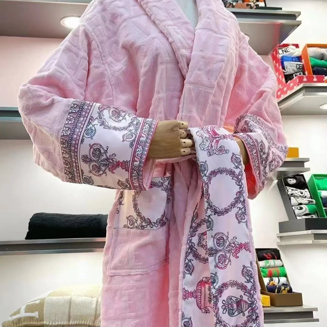 Cotton Luxury Bathrobe Unisex Sleepwear Hotel Style Lounge Robe