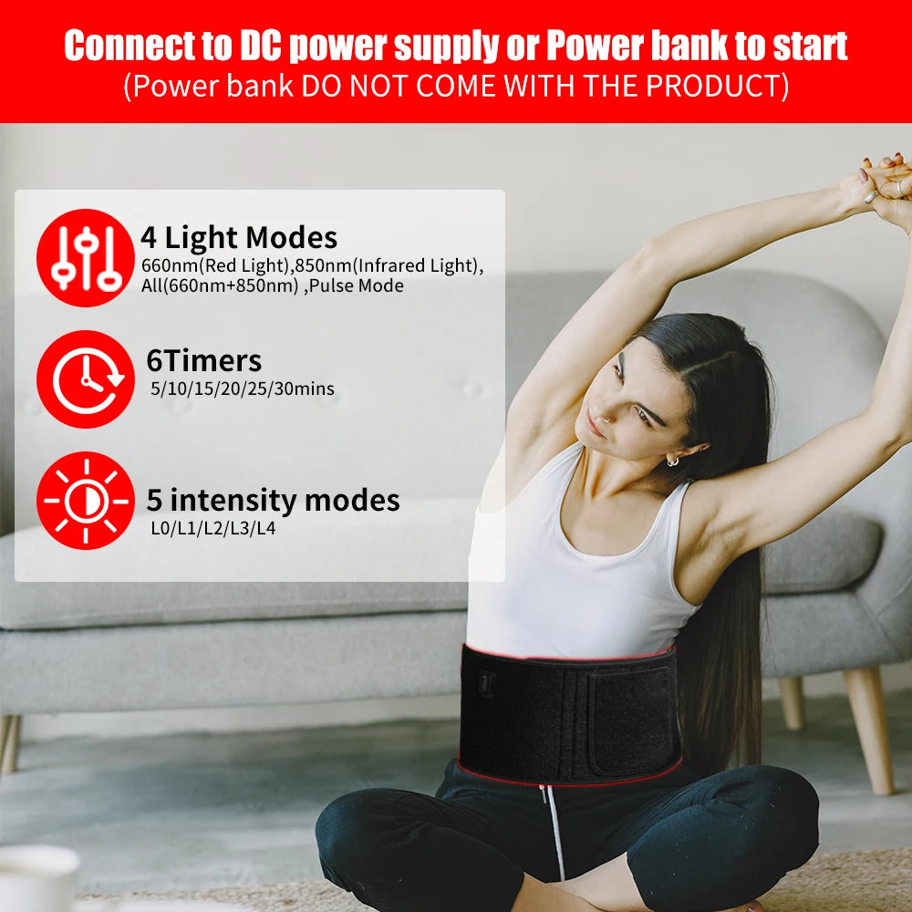 Red Light Therapy Belt 660nm 850nm Near Infrared For Body Relief