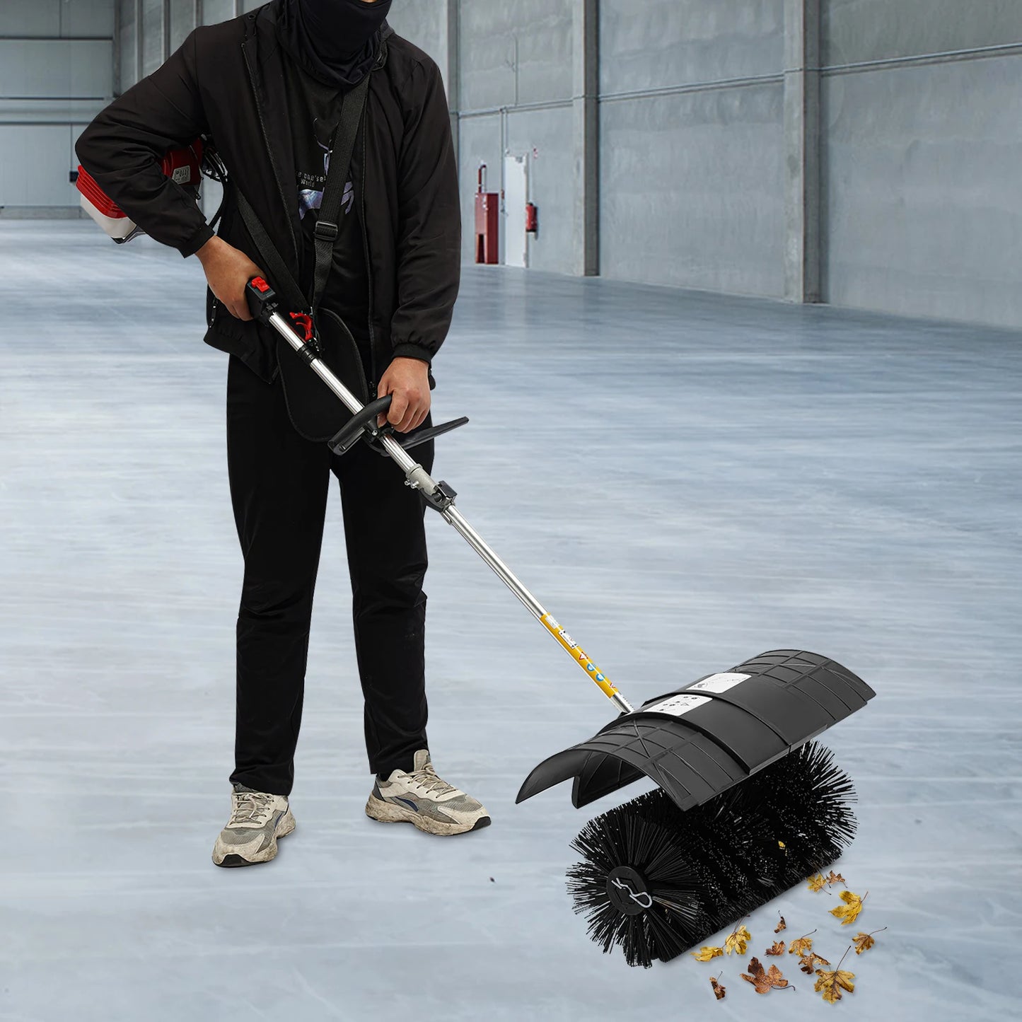 Gas Powered Walk Behind Sweeper Multi Surface Clean For Driveways