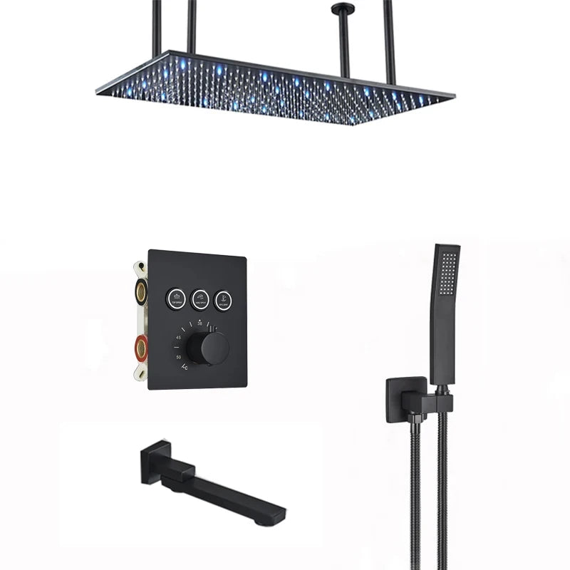 Wanmivezlo LED Brass Shower Head Wall Mounted Rainfall Light