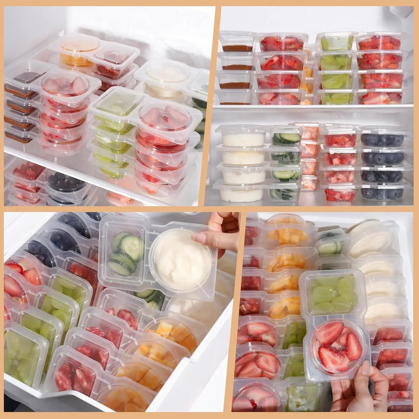 Reusable Snack Containers With Lids, Double Compartment, BPA Free
