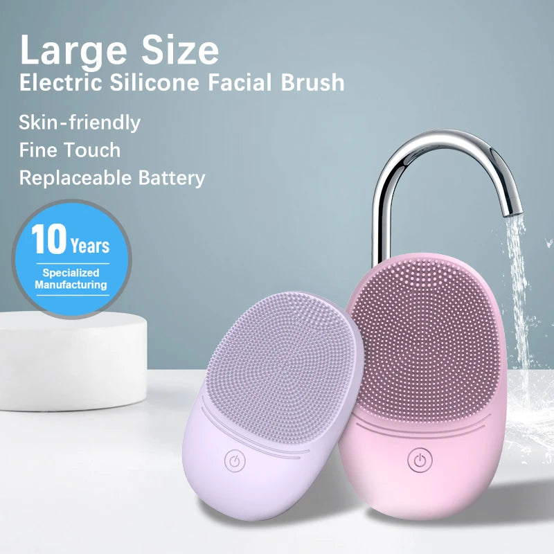 Soft Silicone Electric Facial Cleanser With Sonic Vibration Brush