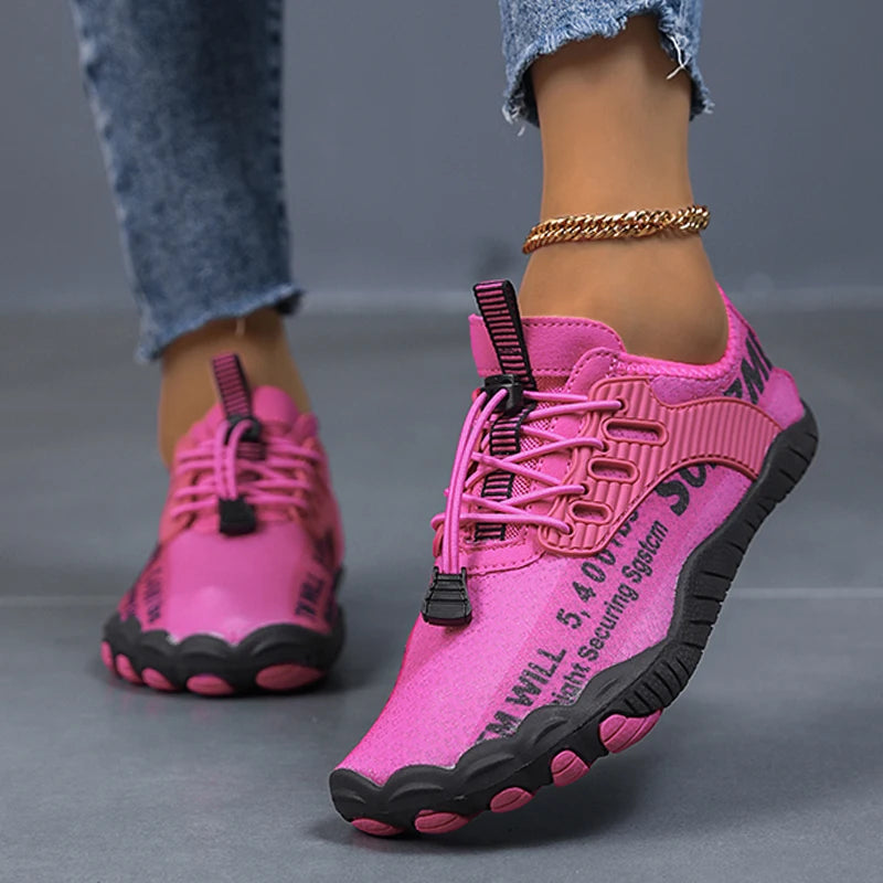 Women Letter Print Barefoot Water Shoes Quick Dry Anti Slip Aqua Socks Lightweight Beach Swim Surf Yoga Walking Outdoor Sneakers