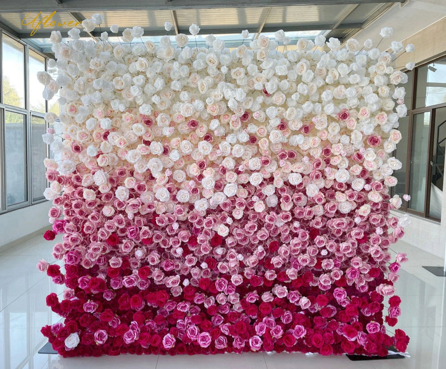 Gradient Rose Cloth Curtain Backdrop for Outdoor Wedding Decor