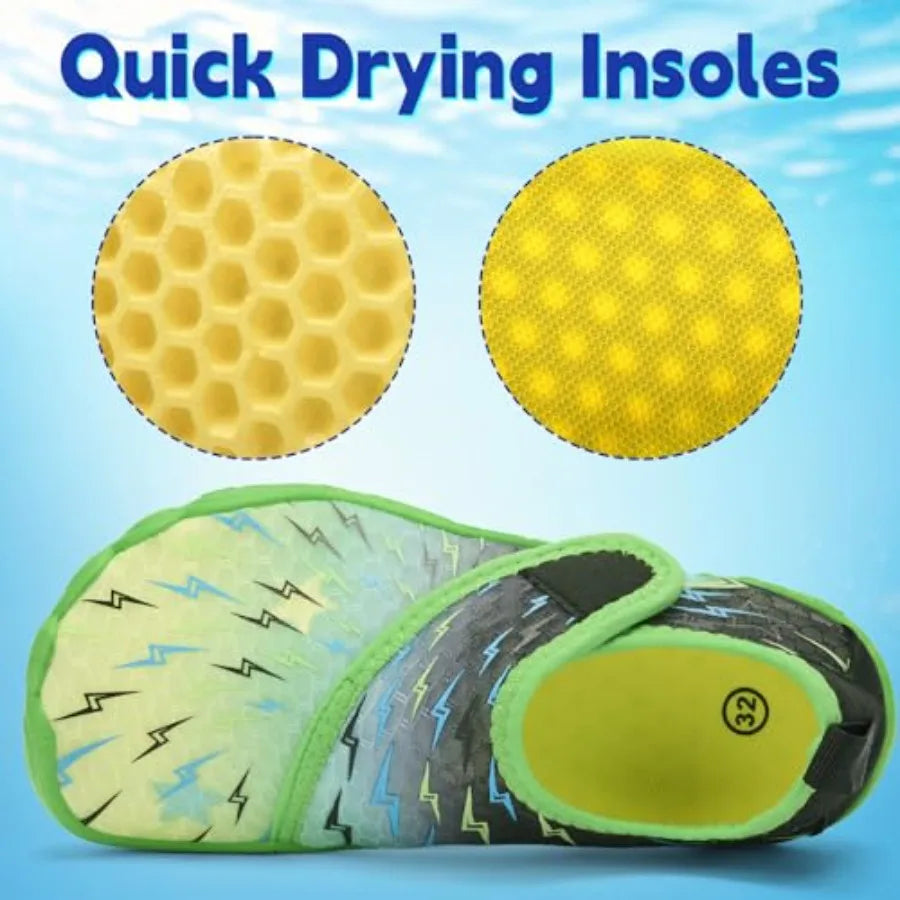 Water Shoes Boys Girls - Wide Toe Box Quick Dry Barefoot Shoes Breathable Non Slip Aqua Athletic Sneakers for Swim Beach Pool K