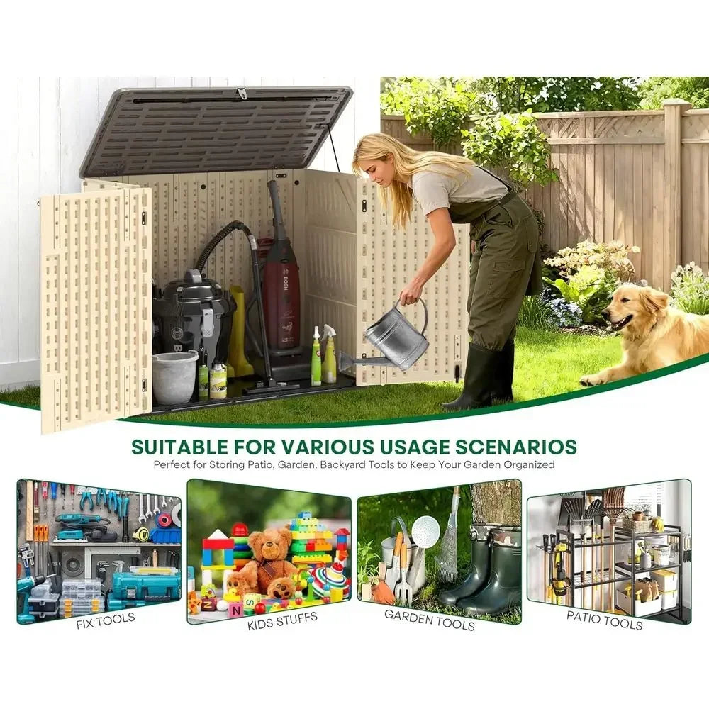 Weather-Resistant Outdoor Storage Shed For Lawn Mowers And Tools